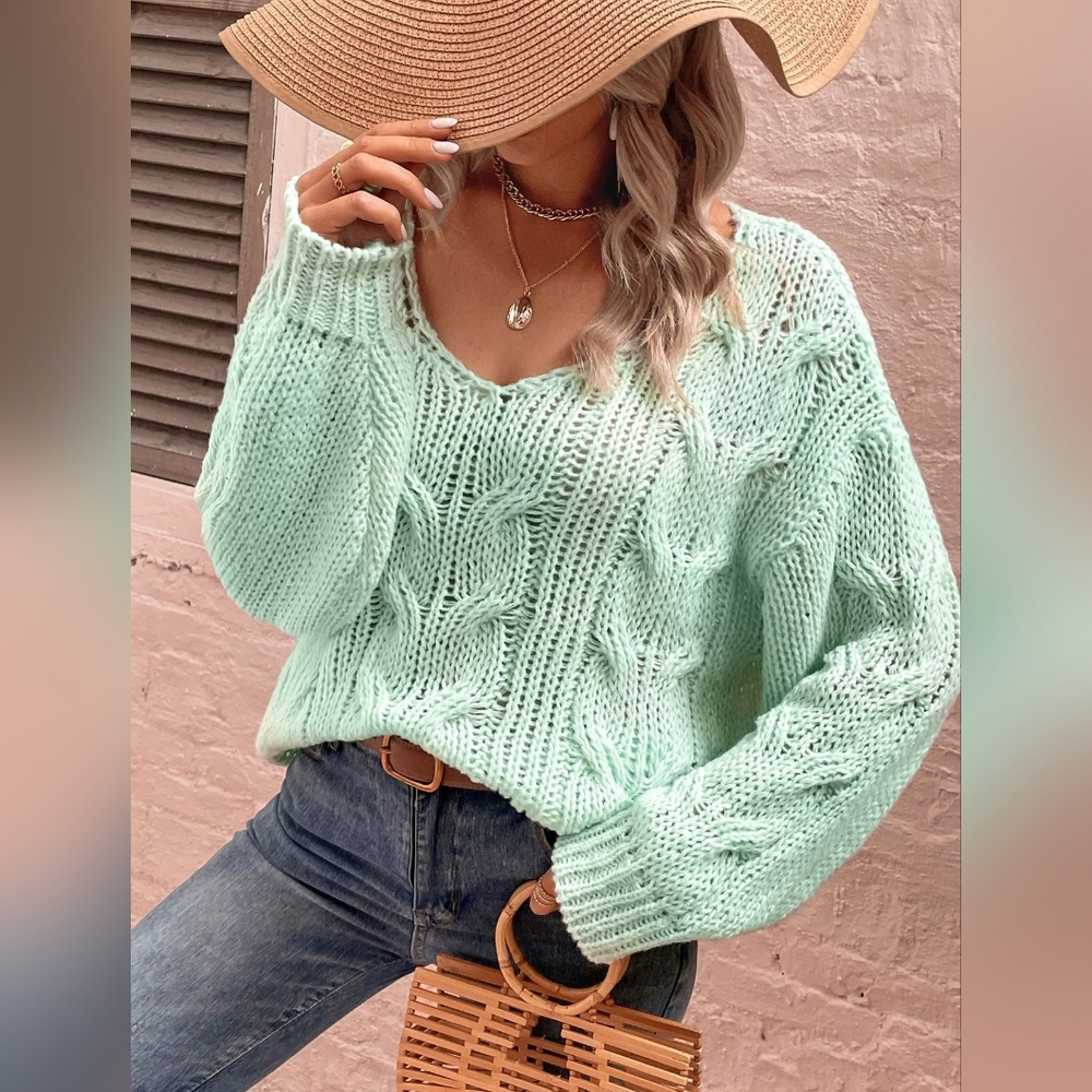 5 For $25✨️Extra Large XL-XXL Soft Knit Turquoise Green Sweater Cardigan Top